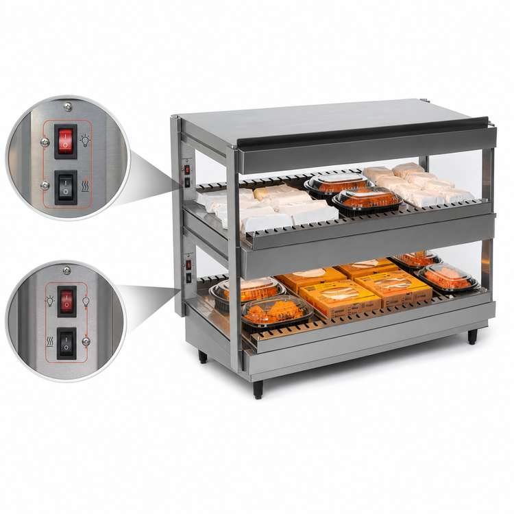 Product image #4 for Nemco 24-Inch Countertop Dual-Shelf Slanted Heated Food Merchandiser