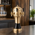 Thumbnail image #4 for Perlick Corporation 4056BK3B Roma Countertop Glycol-Cooled 3-Faucet Draft Beer Tower, Gold-Tone Brass with Black Ceramic Skirt
