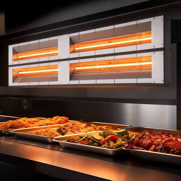 Product image #4 for Hatco Glo-Ray 96-Inch Lighted Dual Infrared Strip Heater, Aluminum, 6-Inch Spacer