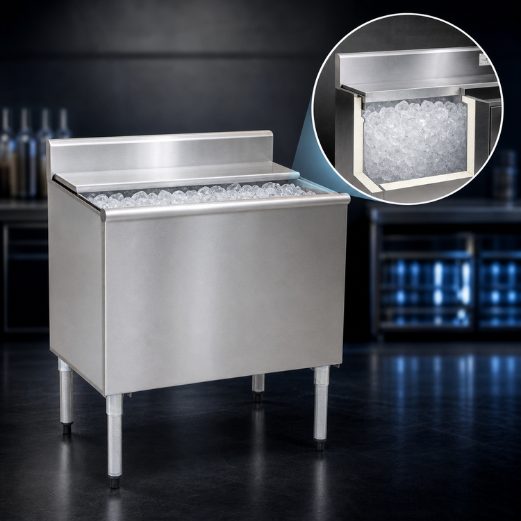 Product image #4 for Eagle Group 1800 Series 42-Inch x 20-Inch Underbar Ice Chest Unit with 16-Inch Deep Bin and Sealed-In 7-Circuit Cold Plate