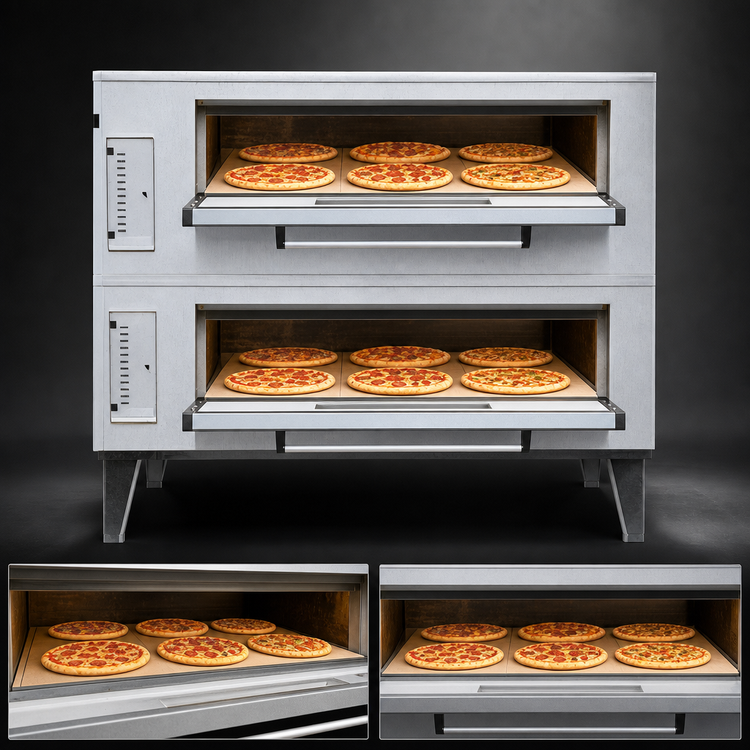 Product image #4 for Marsal SD-1060 Stacked Double Deck Gas Pizza Oven with 36 x 60 Brick Baking Chambers