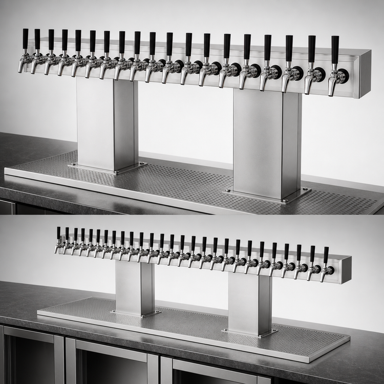 Product image #4 for Perlick Bridge Tee Countertop Glycol-Cooled Draft Beer Tower, 24-Faucet, Stainless Steel Finish