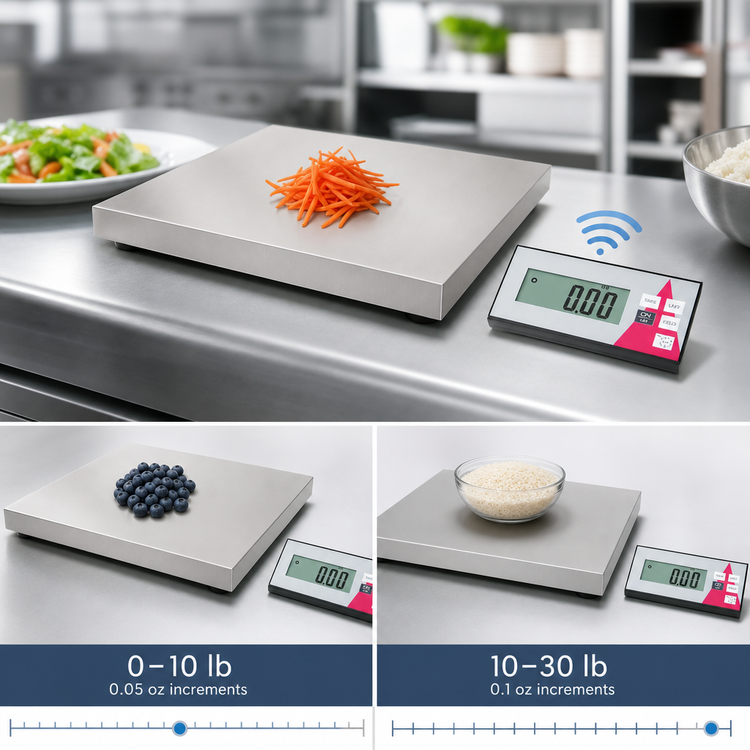 Product image #4 for Digital Portion Control Scale with Wireless Display, 14-Inch Square Stainless Steel Platform, Dual-Range 30 lb Capacity