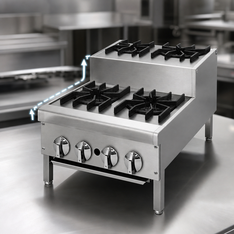 Product image #4 for Supreme JHPE-4-336-F 36 Inch Gas Step-Up Commercial Hot Plate with 7 Open Burners