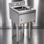 Thumbnail image #4 for BK Resources UB4-21-1012HST-15-PG 15-Inch Single-Compartment Underbar Dump Sink with Splash-Mount Faucet, Soap & Towel Dispenser