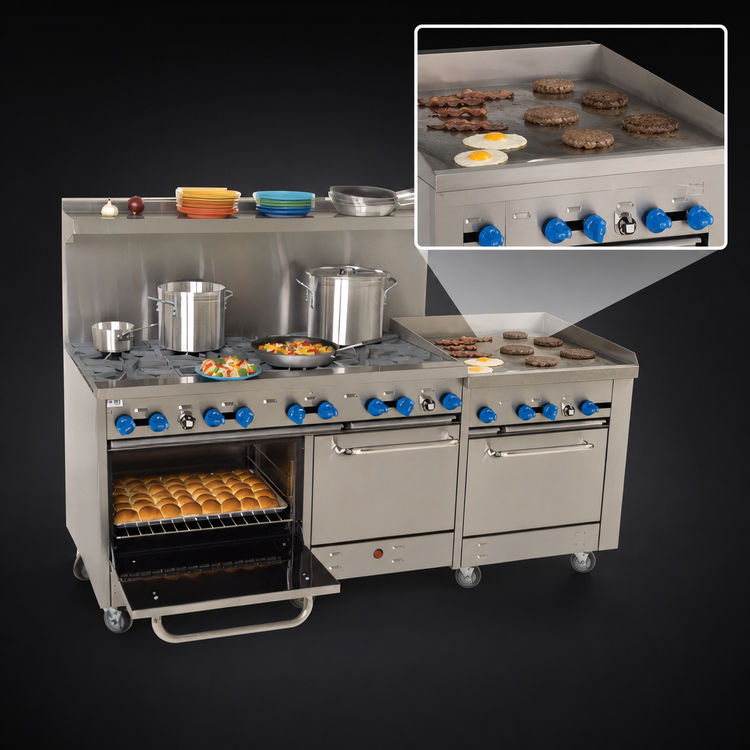 Product image #4 for Comstock-Castle 60-Inch Gas Range with 4 Open Burners, 36-Inch Griddle and 2 Standard Ovens
