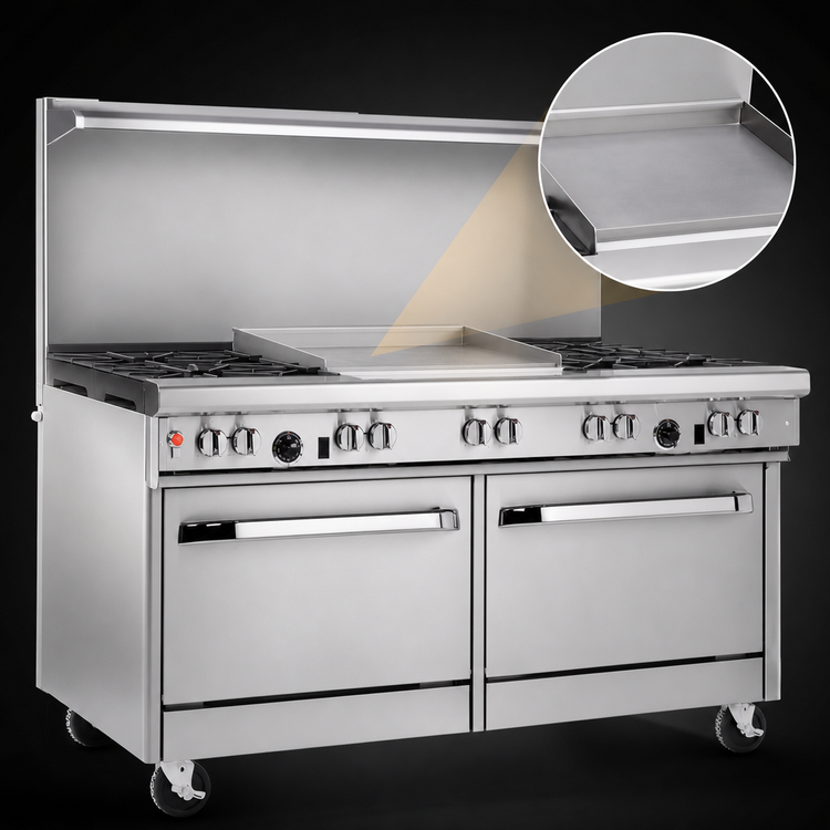 Product image #4 for Southbend Ultimate 60-Inch Gas Restaurant Range with 4 Open Burners, 36-Inch Griddle, and 2 Cabinets