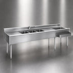 Thumbnail image #4 for Eagle Group 2200 Series BC8-4C-22R 8-Foot Underbar Combination Unit with 4 Sink Bowls, Drainboards & Right-Side Ice Bin
