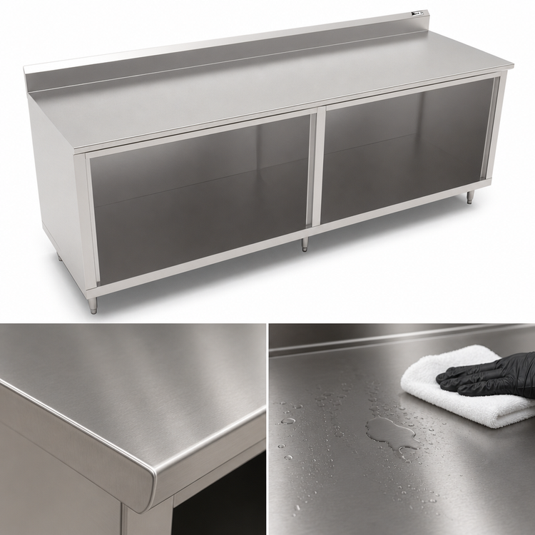 Product image #4 for John Boos 120-Inch Open-Front Cabinet Base Stainless Steel Work Table with 5-Inch Backsplash