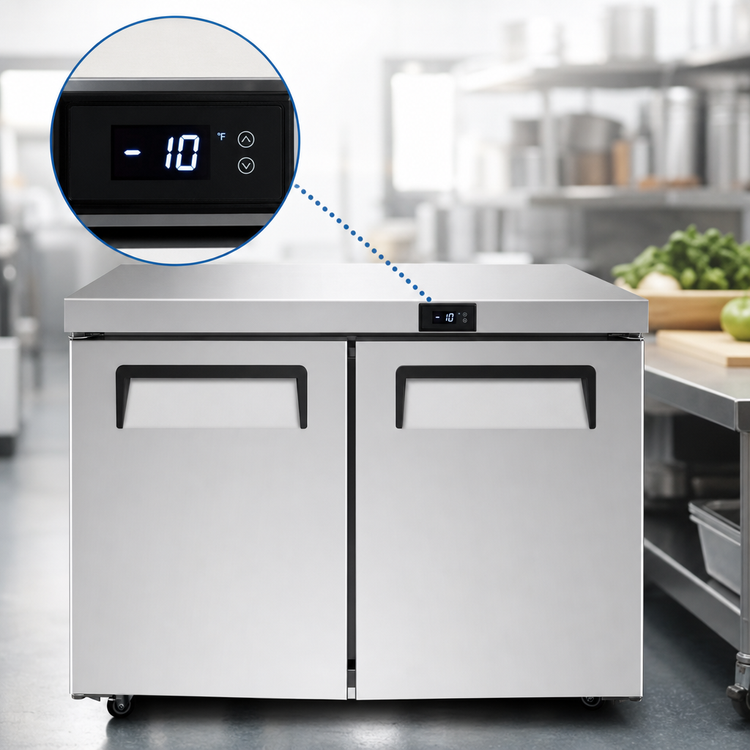Product image #5 for Atosa Two-Section Undercounter Reach-In Freezer, 8.7 Cu. Ft., Solid Doors