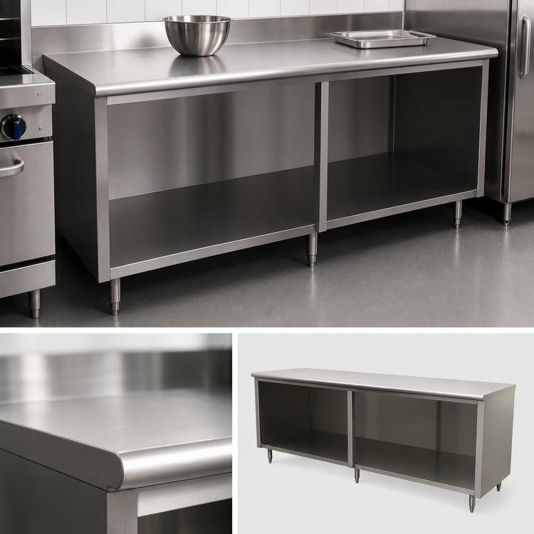 Product image #4 for Advance Tabco Special Value Series 108-Inch W x 30-Inch D Economy Open Base Work Table, Flat Top, 16 Gauge 304 Stainless Steel