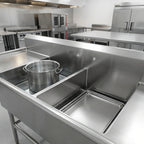 Thumbnail image #3 for Eagle Group Spec-Master FFN2748-2-30-14/3 2-Compartment Stainless Steel Flush Front Sink, 24 x 27 x 14 in Bowls, Left & Right 30-Inch Drainboards