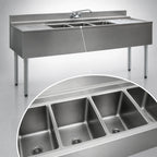 Thumbnail image #4 for Eagle Group 2200 Series B7C-4-22 304 Stainless Steel Four-Compartment 84-Inch Underbar Sink Unit with Left and Right Drainboards and Faucets