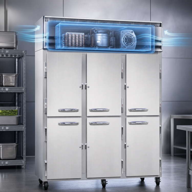 Product image #4 for Continental Refrigerator 3FNSSHD Three-Section Standard Depth Reach-In Freezer with Half-Height Solid Doors