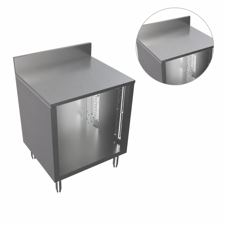 Product image #5 for BK Resources Well Series 24-Inch x 21-Inch Flat Top Underbar Cabinet with Legs