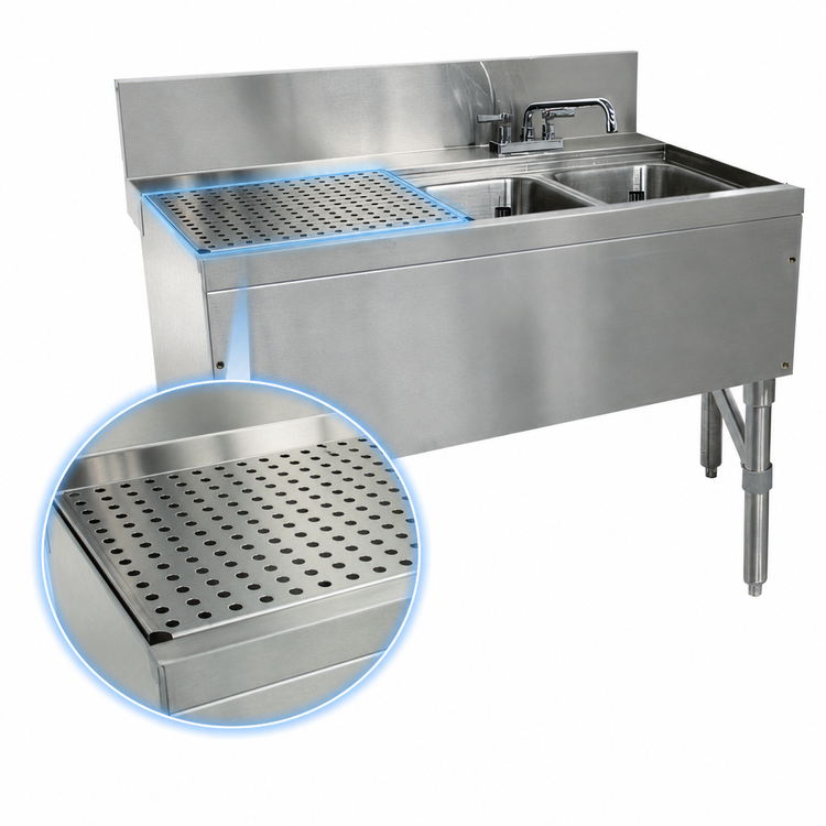 Product image #4 for Advance Tabco Prestige 48-Inch 2-Compartment Stainless Steel Underbar Sink with Left Drainboard and Deck-Mount Faucet