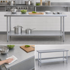 Thumbnail image #4 for Duke Manufacturing 314S-24108 108-Inch Stainless Steel Work Table with Undershelf, No Backsplash, 14-Gauge 300 Series Top