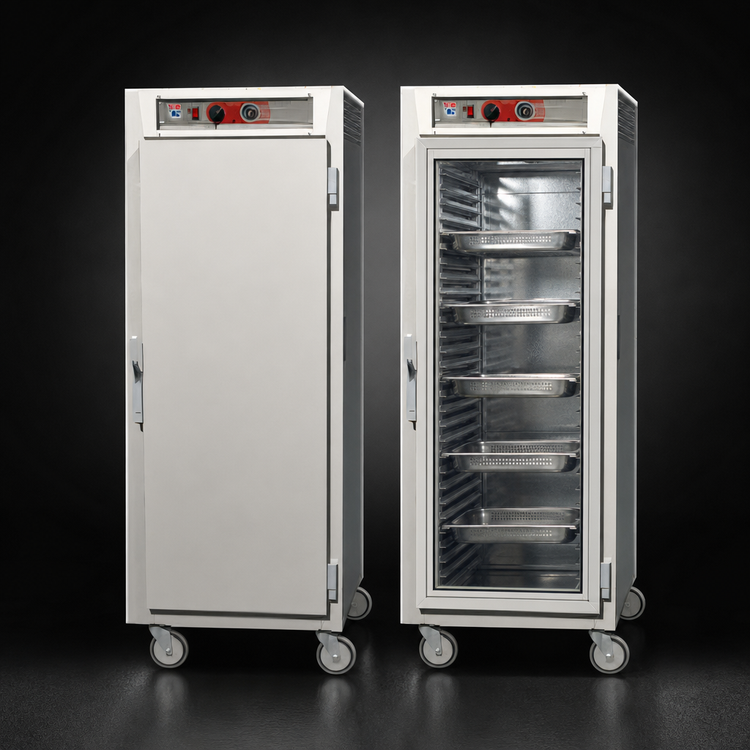 Product image #4 for Metro C5 6 Series Full-Height Mobile Pass-Thru Heated Holding Cabinet with Combination Solid and Double-Pane Tempered Glass Doors