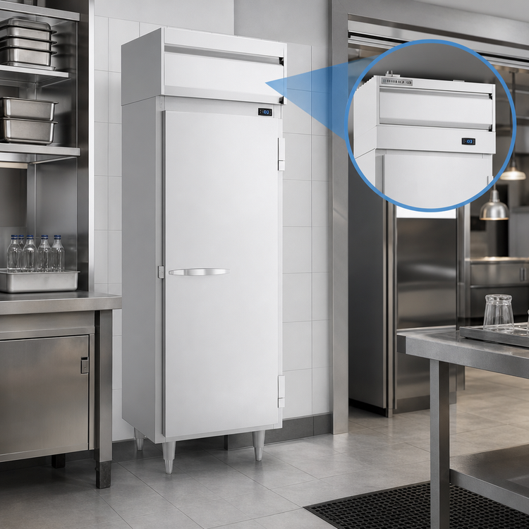 Product image #4 for Beverage-Air P Series One-Section Pass-Thru Freezer with Solid Swing Doors, Top-Mounted Self-Contained Refrigeration, 22.9 Cu. Ft.