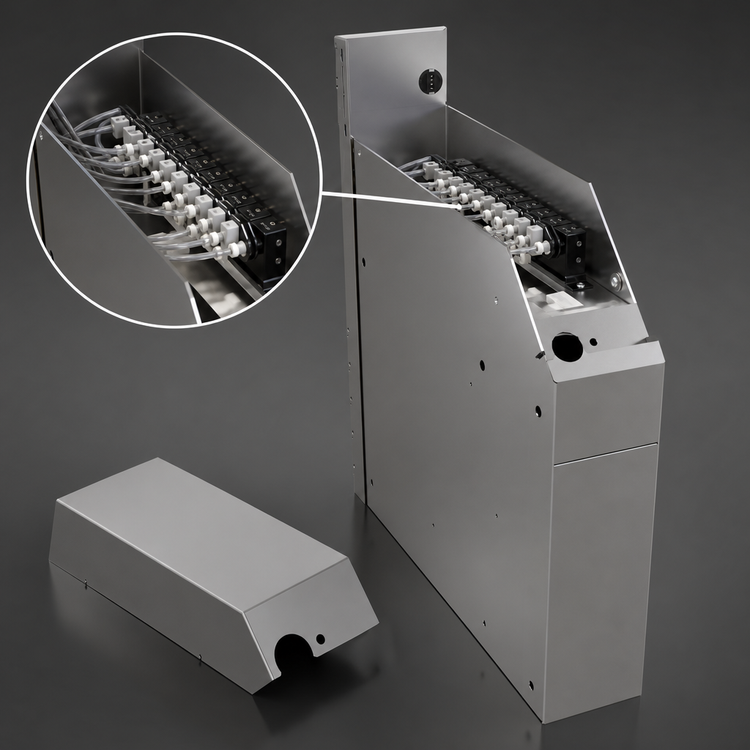 Product image #4 for Glastender Stainless Steel Soda Manifold Housing with Removable Top Cover, 4 x 19 x 21 Inches