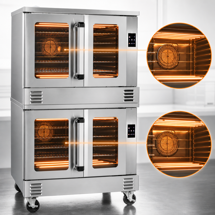 Product image #4 for Platinum Double-Deck Full-Size Electric Convection Oven, Standard Depth, 7.5 kW Per Deck, Touch Controls, Dependent Doors