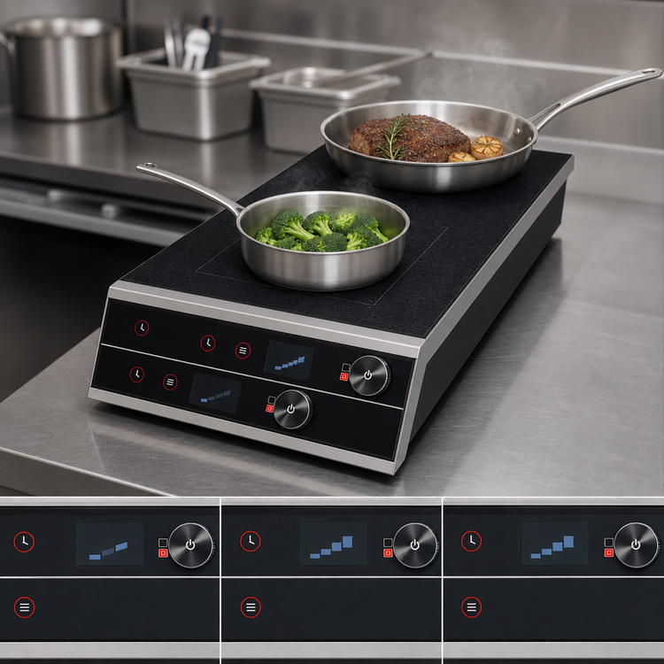 Product image #4 for Hatco Rapide Cuisine High-Powered Countertop Front-to-Back Dual Induction Range, 2 Burners, 208/240V