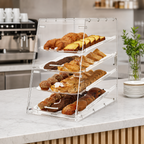 Thumbnail image #4 for Winco ADC-4 14-Inch Countertop Slant-Front Clear Acrylic Pastry Display Case with Front Self-Service, Rear Door & 4 Trays