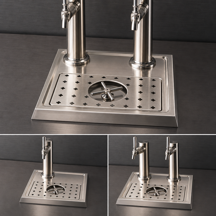 Product image #4 for Micro Matic USA Surface-Mount Platform Drip Tray for 1 to 2 Faucets, Polished Stainless Steel