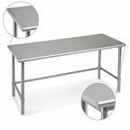 Thumbnail image #4 for Eagle Group Spec-Master T30108GTE Flat-Top Stainless Steel Work Table, 108"W x 30"D, 14-Gauge 304 Top, Galvanized Open Base