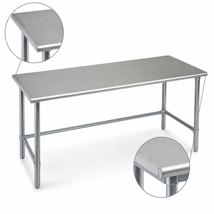 Product image #4 for Eagle Spec-Master Flat Top Stainless Steel Work Table, 108"W x 30"D, Galvanized Tubular Base