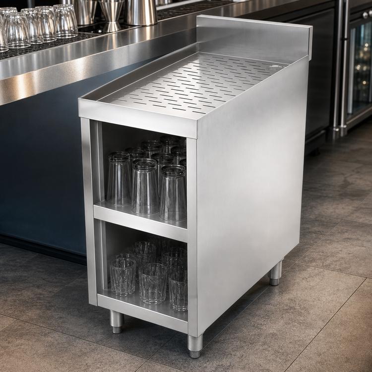 Product image #4 for Sapphire 18-Inch Underbar Glass Rack Storage Unit with Drainboard Top and Open Base