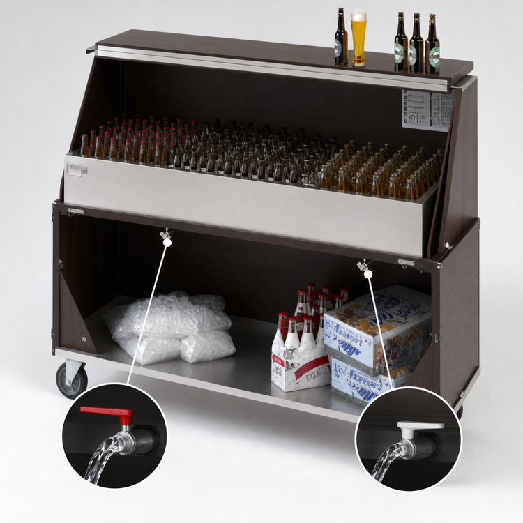 Product image #4 for Dinex DXPPB560IBWMW Portable Bar with Full-Length Ice Bin, Manhattan Walnut