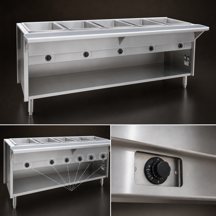 Product image #4 for Spec-Master HT6CB-240 Six Well Electric Hot Food Table with Enclosed Base