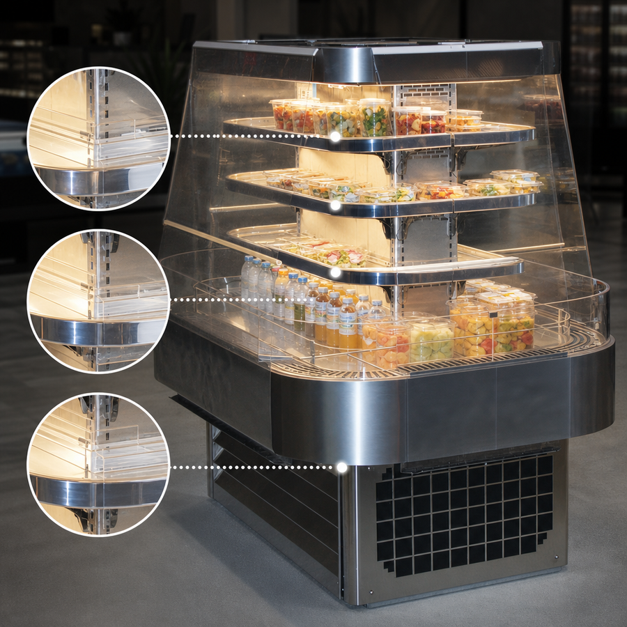 Three Adjustable Stainless Steel Shelves