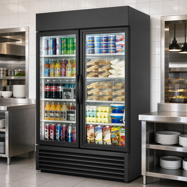 Product image #4 for True Two-Section Pass-Through Glass Door Merchandiser Refrigerator