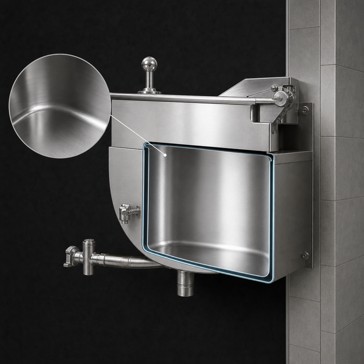 Product image #4 for Legion LTWC-40 40-Gallon Wall-Mounted Stationary Direct Steam Kettle