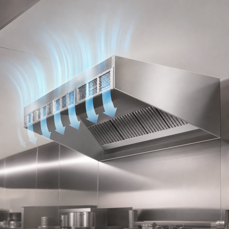 Product image #4 for SpecAir HESFA96-72 Short Front Wall Type Compensating Make-Up Air Exhaust Hood, 72" Wide