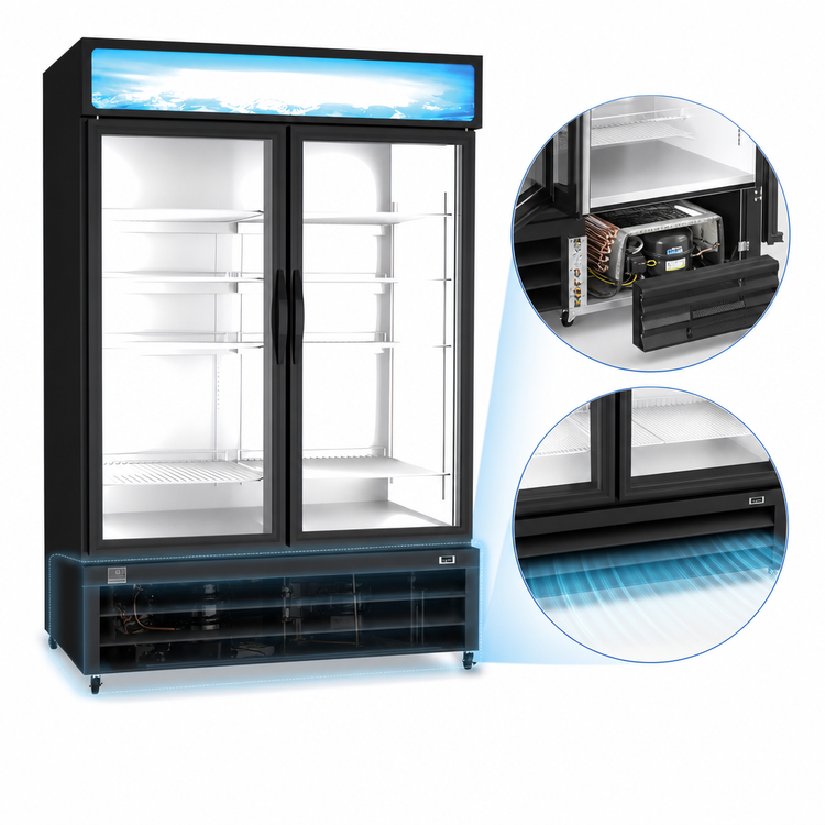 Product image #4 for Kelvinator Commercial 54-Inch Two-Section Bottom-Mount Reach-In Refrigerated Glass Door Merchandiser