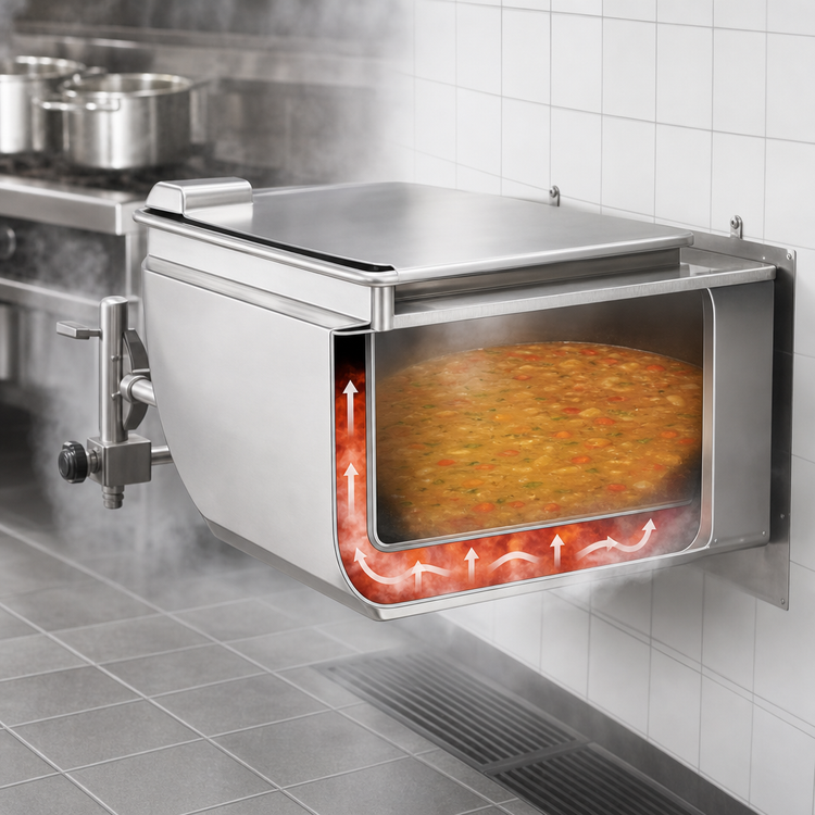 Product image #4 for Legion TWSWC-80 80-Gallon Direct Steam Full-Jacket Tilting Wall-Mount Kettle