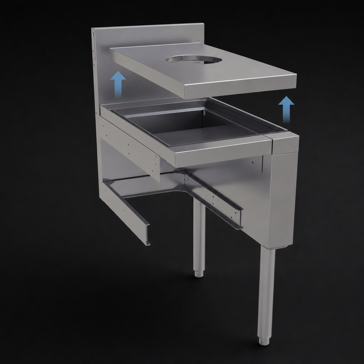 Product image #4 for Glastender 15-Inch Wide Underbar Dry Waste Unit with 6-Inch Waste Chute