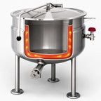 Thumbnail image #4 for Cleveland Range Short Series KDL80SH 80-Gallon Direct Steam Jacketed Kettle with Full Jacket, 316 Stainless Steel Interior and Tri-Leg Base