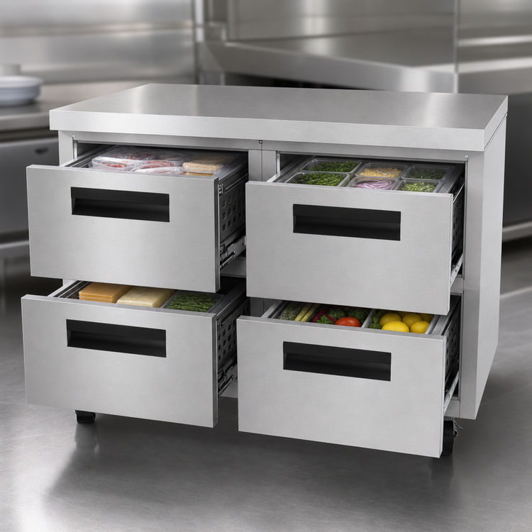 Product image #4 for Hoshizaki Steelheart UR48B-D4 48-Inch Two-Section Undercounter Drawer Refrigerator