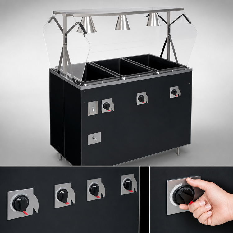 Product image #4 for Vollrath 2-Series Affordable Portable Deluxe 4-Well Mobile Hot Food Station with Breath Guard