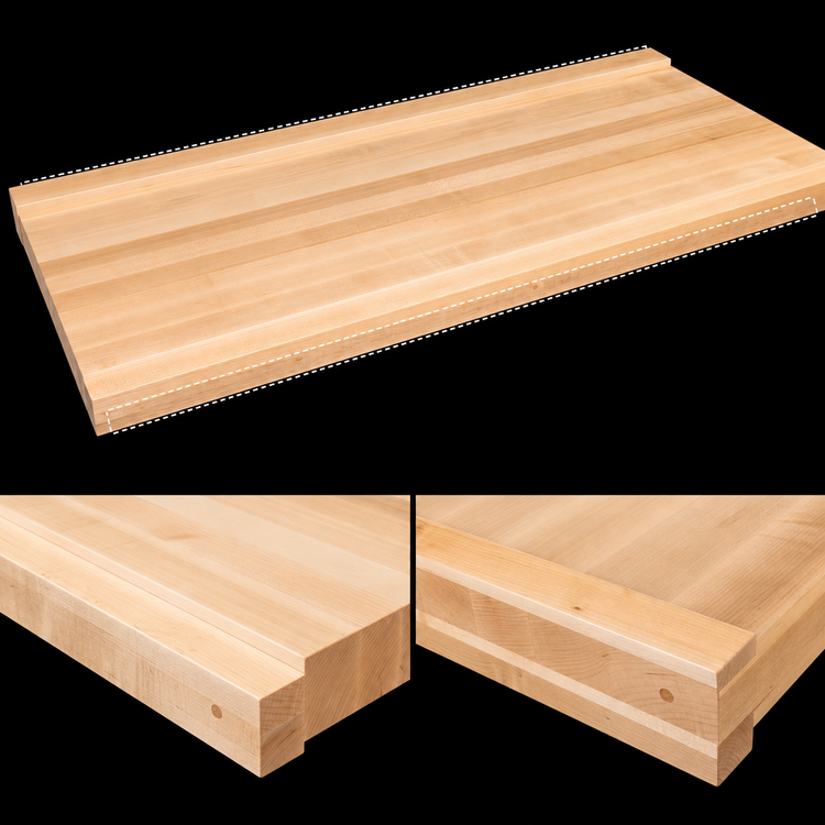 Product image #4 for John Boos Boos Block 72-Inch x 30-Inch Edge Grain Northern Hard Rock Maple Kitchen Countertop, 3-Inch Thick, Varnique Finish