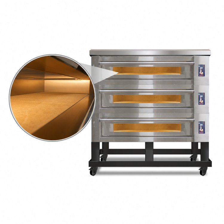 Product image #4 for Marra Forni ELST55-36/3 Three-Deck Electric Stackable Deck Oven with 55 x 36-Inch MarraStone Cooking Surfaces