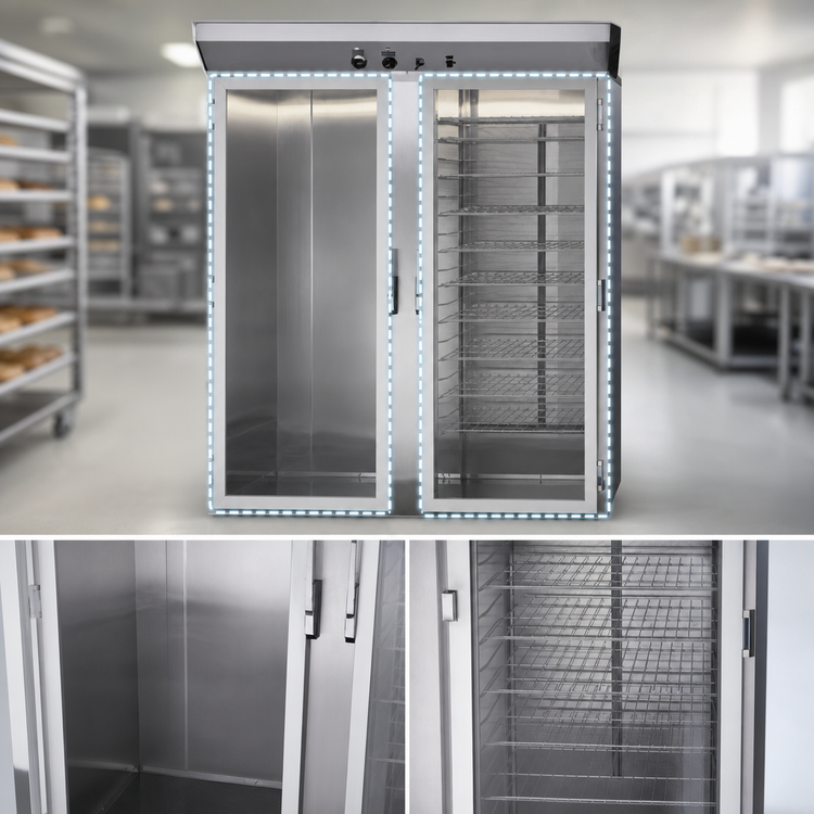 Product image #4 for Doyon Roll-In Two-Section Stainless Steel Proofer Cabinet with Full-View Glass Doors