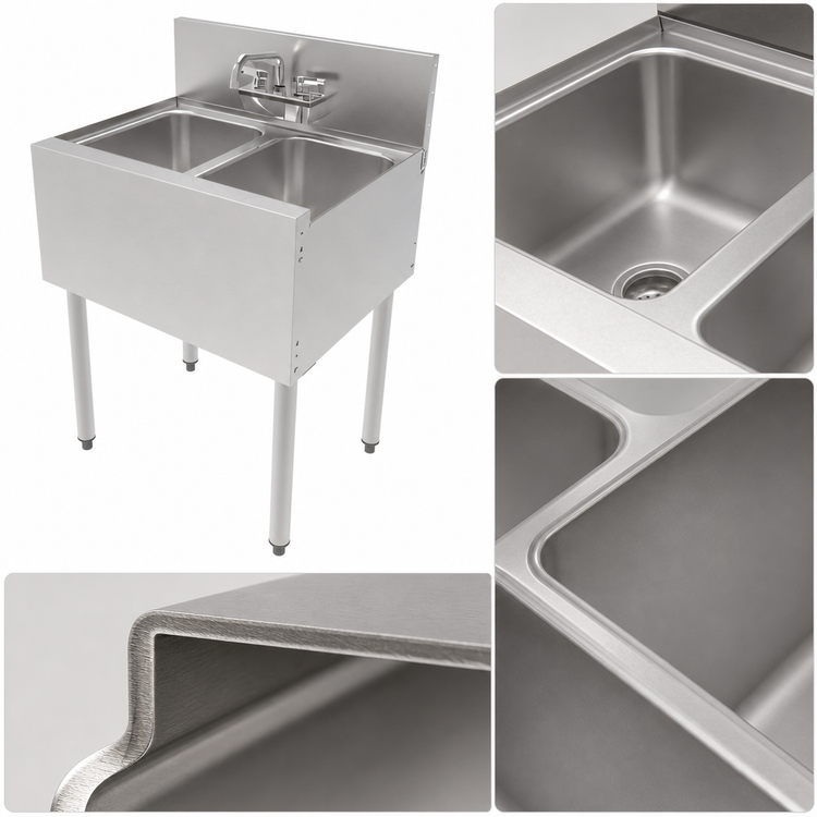 Product image #5 for Perlick Top Shelf TS Series 24-Inch Two-Compartment Stainless Steel Underbar Sink Unit