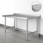 Thumbnail image #4 for Klinger's Trading HBST3084 84-Inch x 30-Inch Stainless Steel Open Base Work Table with 2-Inch Rear Up-Turn
