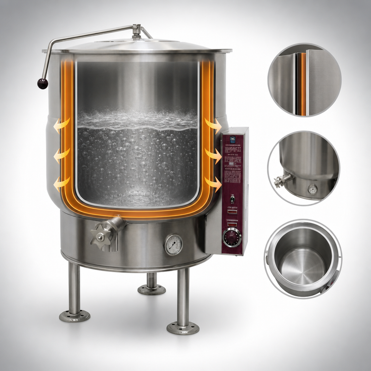 Product image #4 for Crown EL-80 80 Gallon Electric Stationary Steam Kettle with Tri-Leg Base