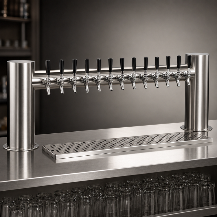 Product image #4 for Krowne Max-H Style Two-Column 14-Faucet Glycol-Cooled Countertop Beer Tower, Brushed Stainless Steel